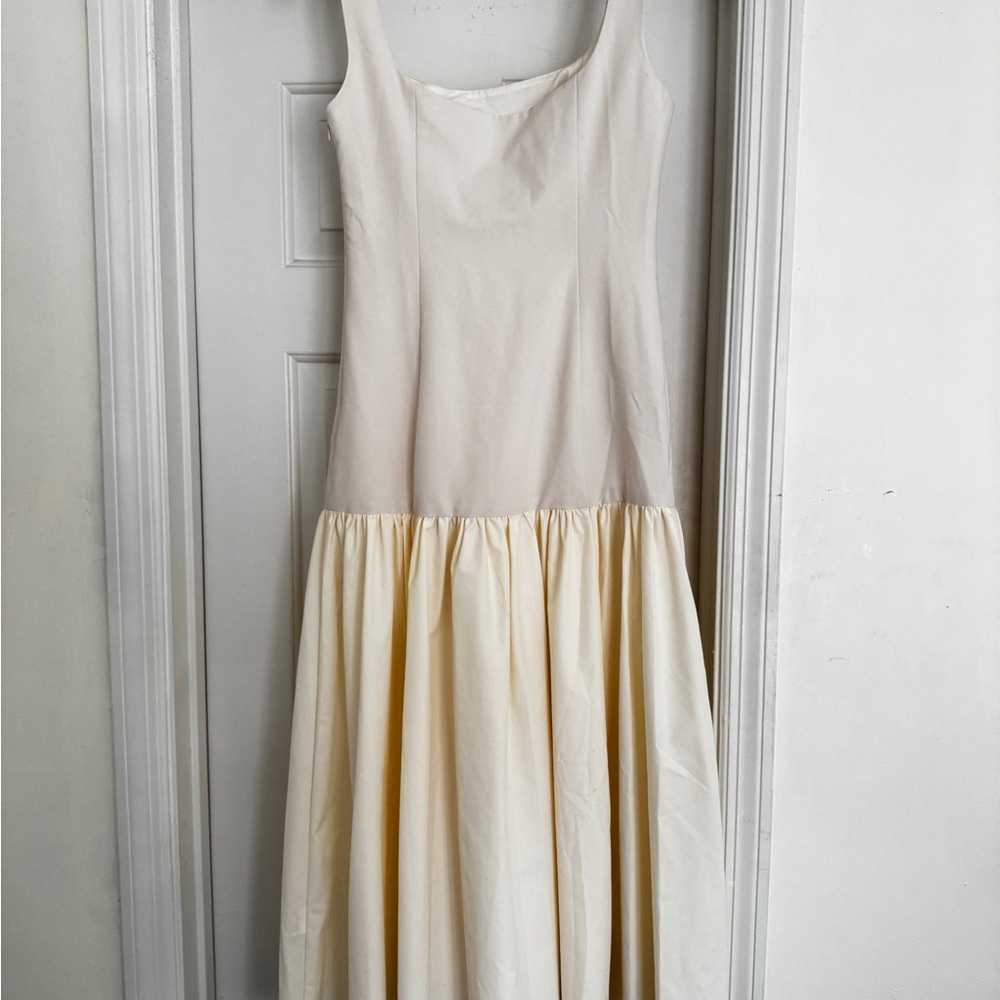 Elegant Cream Dropwaist Sleeveless Dress